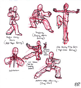 Drawings of Poses in Red